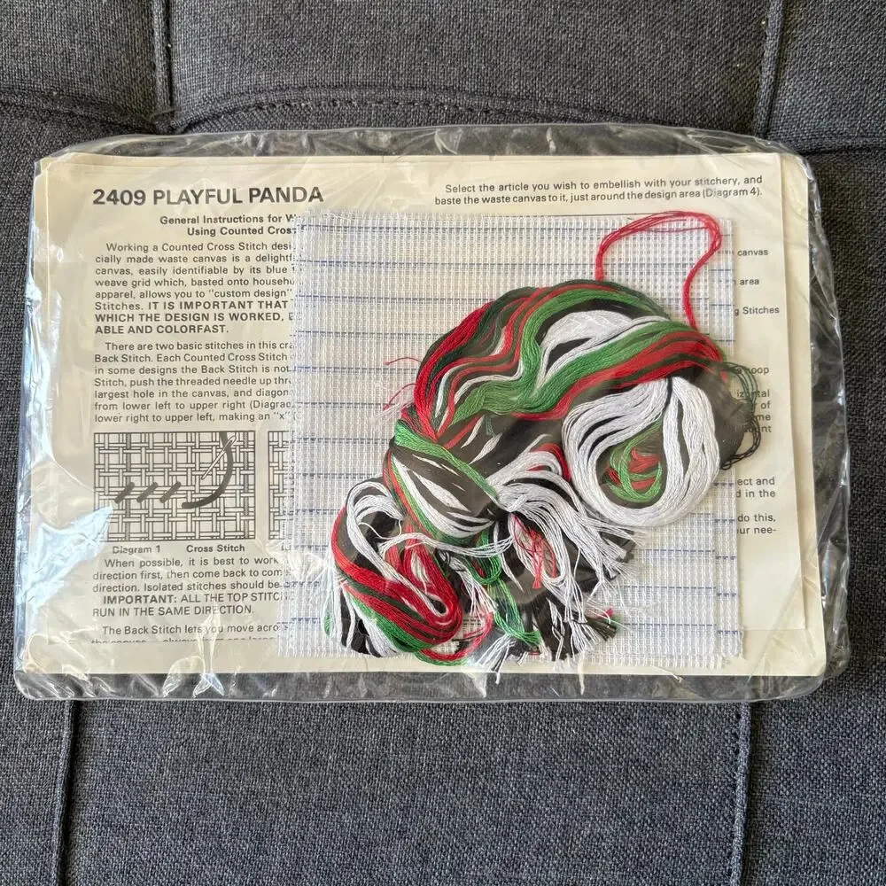 Playful Panda Vintage Counted Cross Stitch Kit by The Creative Circle - 1983
